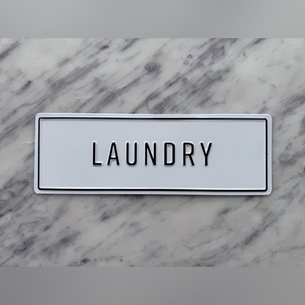Magnolia (Hearth & Hand) metal embossed laundry sign in black and white - NWOT